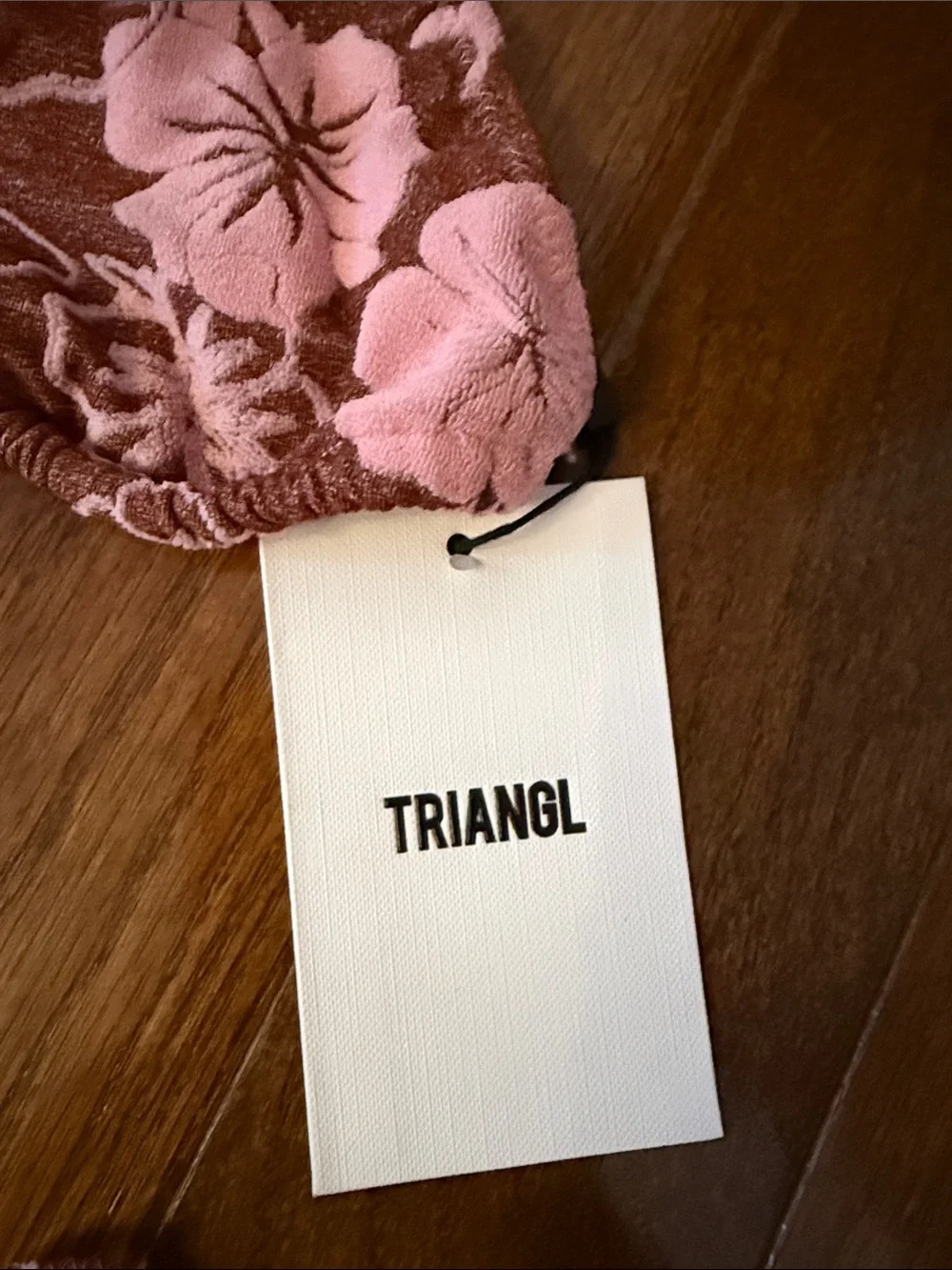 triangl swimwear Pink Floral Triangle Bikini Top on Brown